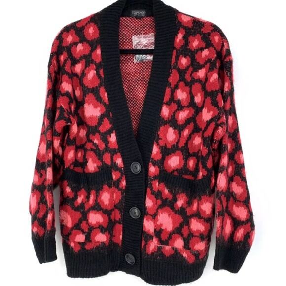 Topshop Womens Leopard Print Cardigan Sweater - Picture 1 of 7